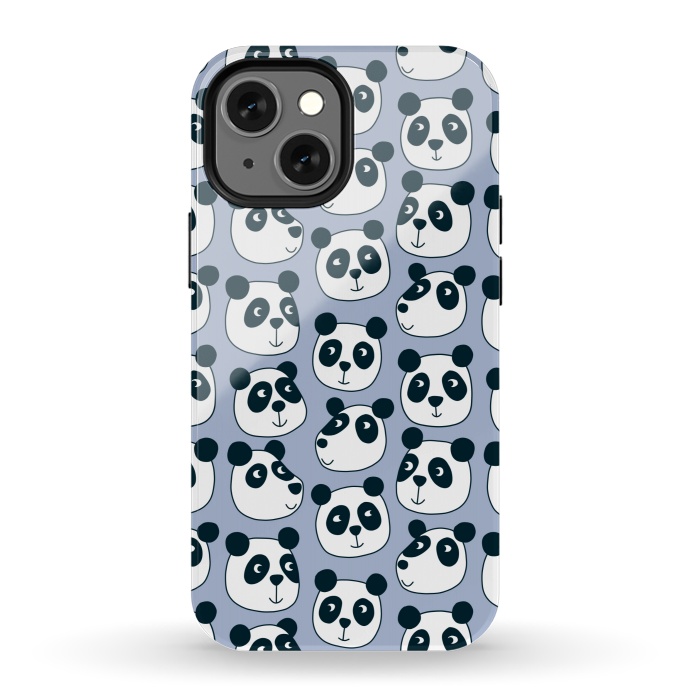 iPhone 13 mini StrongFit Particularly Pleasant Panda Bears on Blue by Nic Squirrell