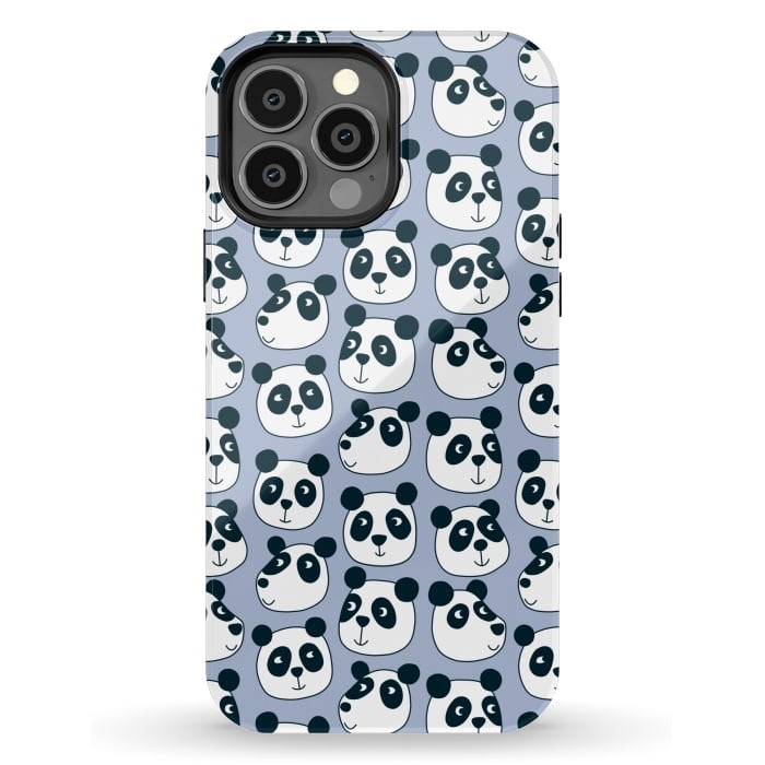 iPhone 13 Pro Max StrongFit Particularly Pleasant Panda Bears on Blue by Nic Squirrell