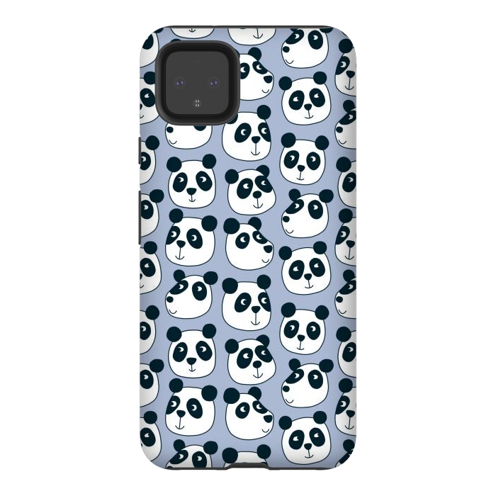 Pixel 4XL StrongFit Particularly Pleasant Panda Bears on Blue by Nic Squirrell