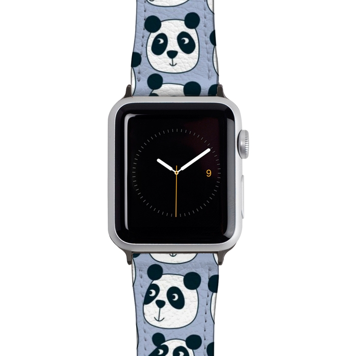 Watch 42mm / 44mm Strap PU leather Particularly Pleasant Panda Bears on Blue by Nic Squirrell