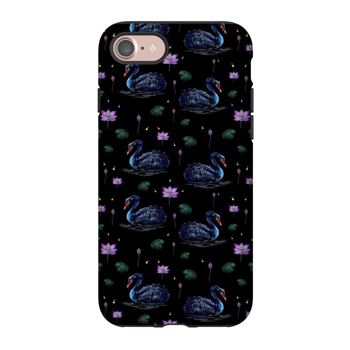 iPhone 7 StrongFit Black Swans in Lily Pond by Negin Mf