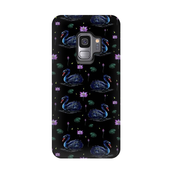 Galaxy S9 StrongFit Black Swans in Lily Pond by Negin Mf