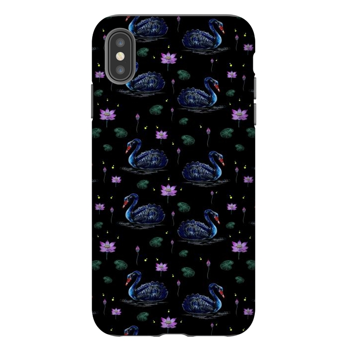 iPhone Xs Max StrongFit Black Swans in Lily Pond by Negin Mf