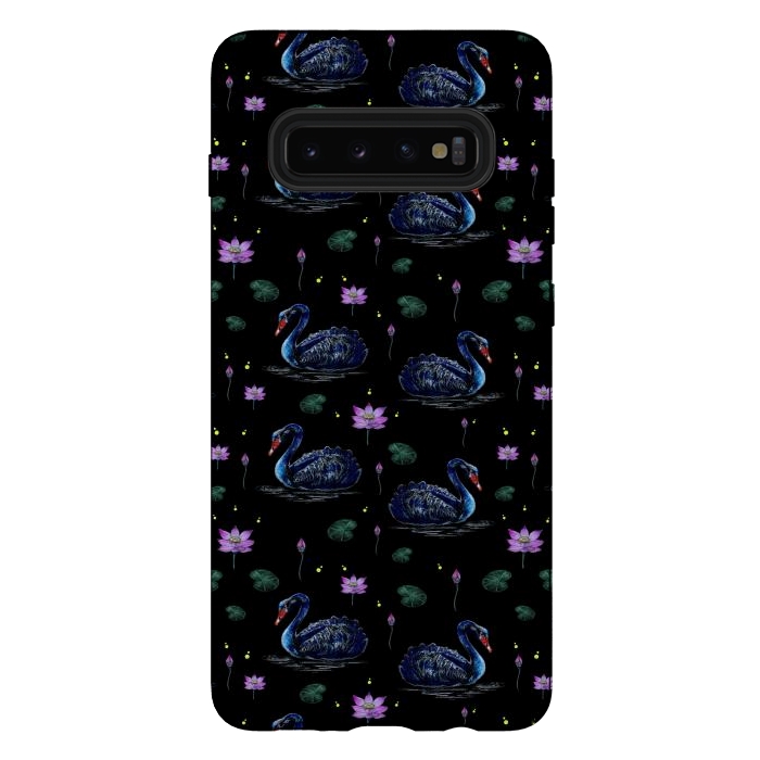 Galaxy S10 plus StrongFit Black Swans in Lily Pond by Negin Mf