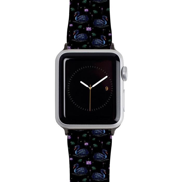 Watch 38mm / 40mm Strap PU leather Black Swans in Lily Pond by Negin Mf