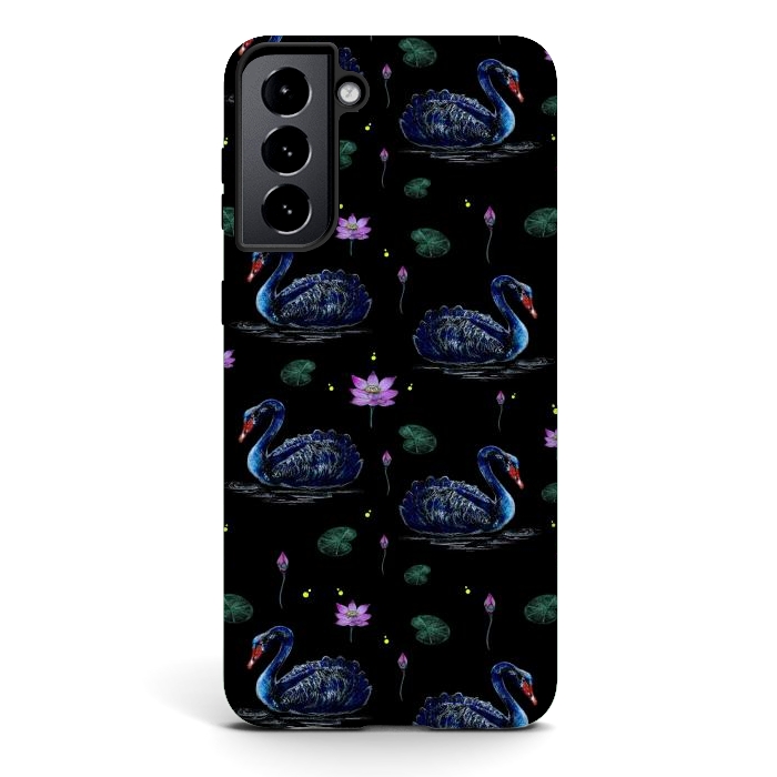 Galaxy S21 plus StrongFit Black Swans in Lily Pond by Negin Mf