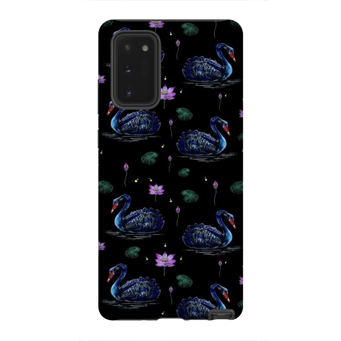 Galaxy Note 20 StrongFit Black Swans in Lily Pond by Negin Mf