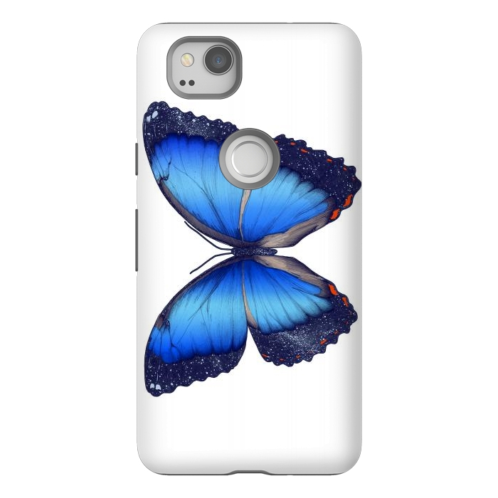 Pixel 2 StrongFit Cosmic Blue Butterfly by ECMazur 