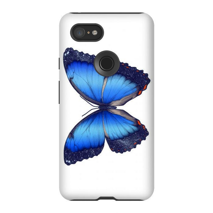 Pixel 3XL StrongFit Cosmic Blue Butterfly by ECMazur 