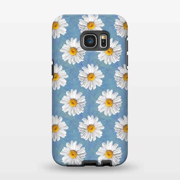 Galaxy S7 EDGE StrongFit Daisy Blues - Daisy Pattern on Cornflower Blue by Tangerine-Tane
