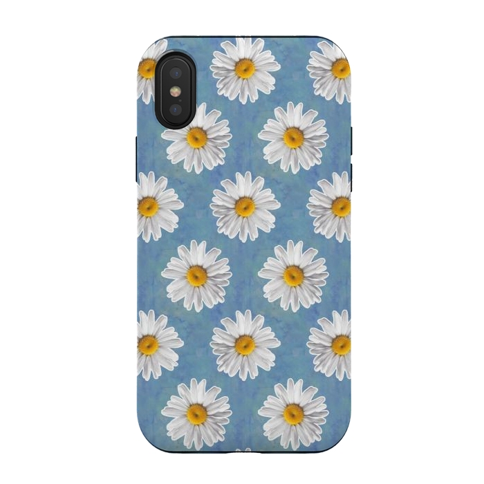 iPhone Xs / X StrongFit Daisy Blues - Daisy Pattern on Cornflower Blue by Tangerine-Tane