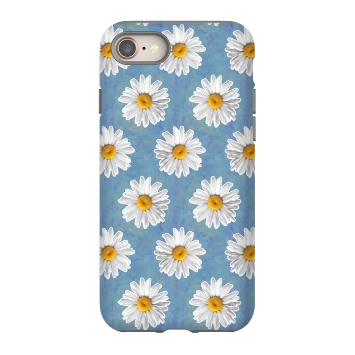 iPhone 8 StrongFit Daisy Blues - Daisy Pattern on Cornflower Blue by Tangerine-Tane