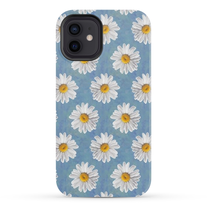 iPhone 12 mini StrongFit Daisy Blues - Daisy Pattern on Cornflower Blue by Tangerine-Tane