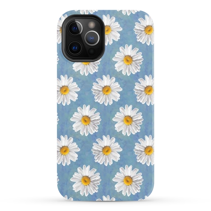 iPhone 12 Pro StrongFit Daisy Blues - Daisy Pattern on Cornflower Blue by Tangerine-Tane