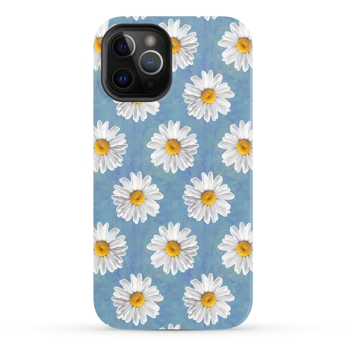 iPhone 12 Pro Max StrongFit Daisy Blues - Daisy Pattern on Cornflower Blue by Tangerine-Tane