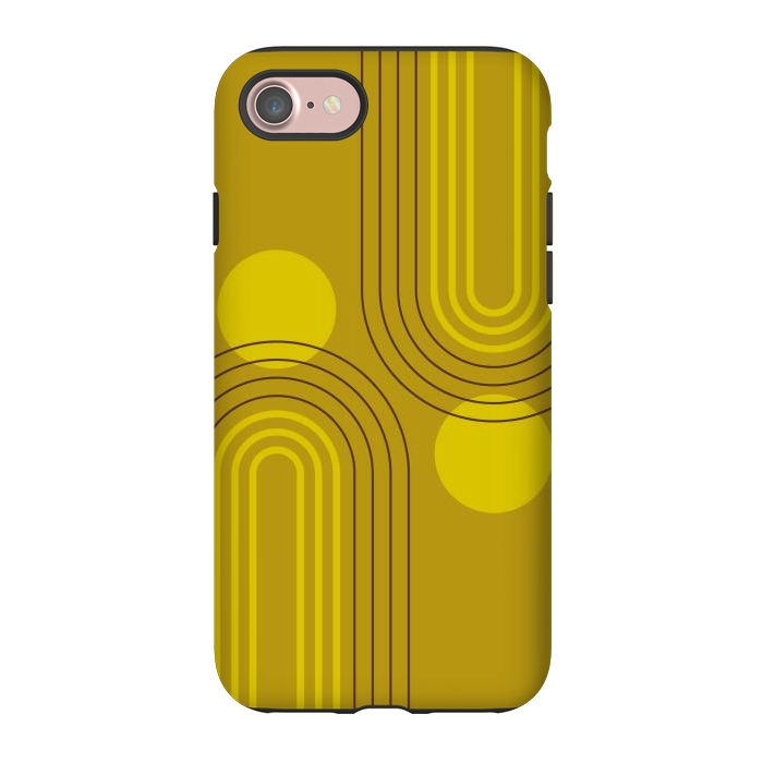 iPhone 7 StrongFit Mid Century Modern Geometric 147 in Old GOld Tones (Rainbow and Sun Abstraction) by nineFlorals