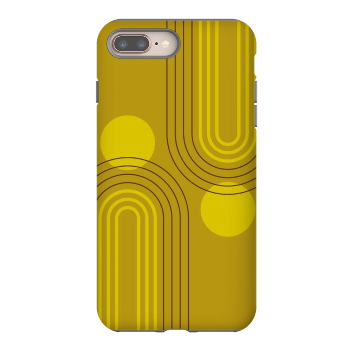 iPhone 7 plus StrongFit Mid Century Modern Geometric 147 in Old GOld Tones (Rainbow and Sun Abstraction) by nineFlorals