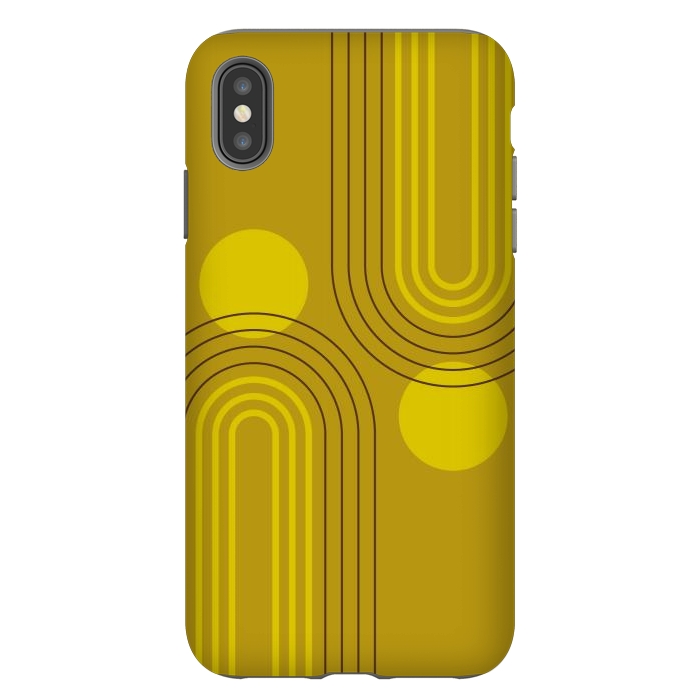 iPhone Xs Max StrongFit Mid Century Modern Geometric 147 in Old GOld Tones (Rainbow and Sun Abstraction) by nineFlorals