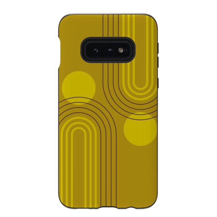 Galaxy S10e StrongFit Mid Century Modern Geometric 147 in Old GOld Tones (Rainbow and Sun Abstraction) by nineFlorals