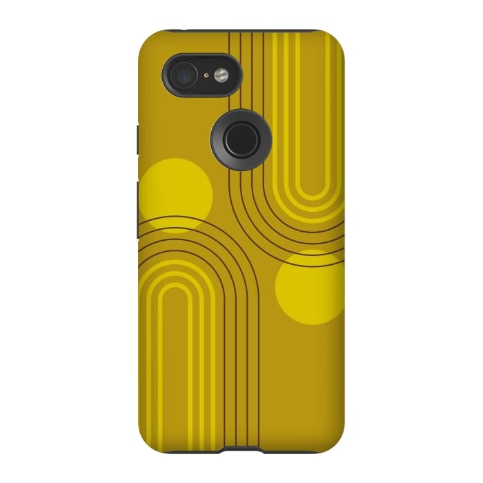Pixel 3 StrongFit Mid Century Modern Geometric 147 in Old GOld Tones (Rainbow and Sun Abstraction) by nineFlorals