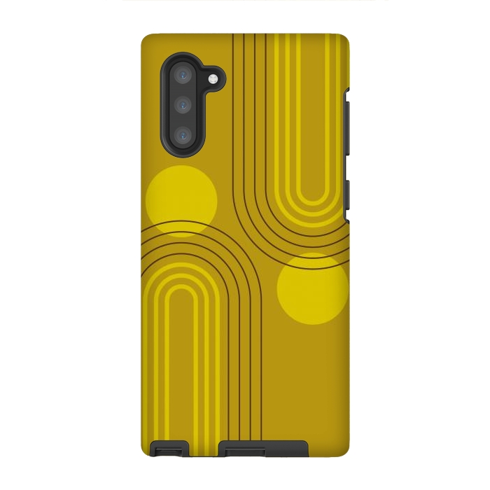 Galaxy Note 10 StrongFit Mid Century Modern Geometric 147 in Old GOld Tones (Rainbow and Sun Abstraction) by nineFlorals