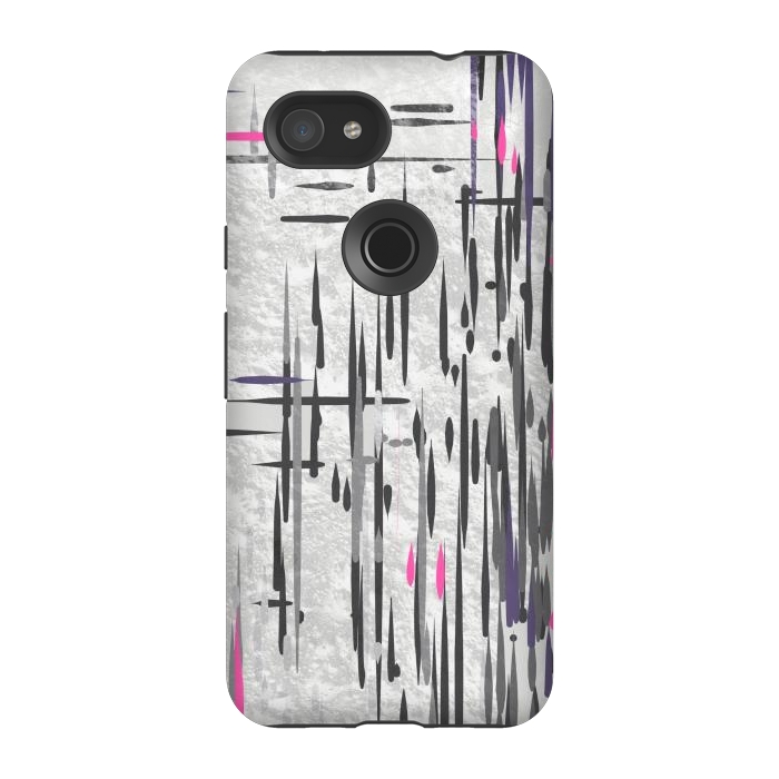 Pixel 3A StrongFit Abstract pink and grey highlights  by Josie