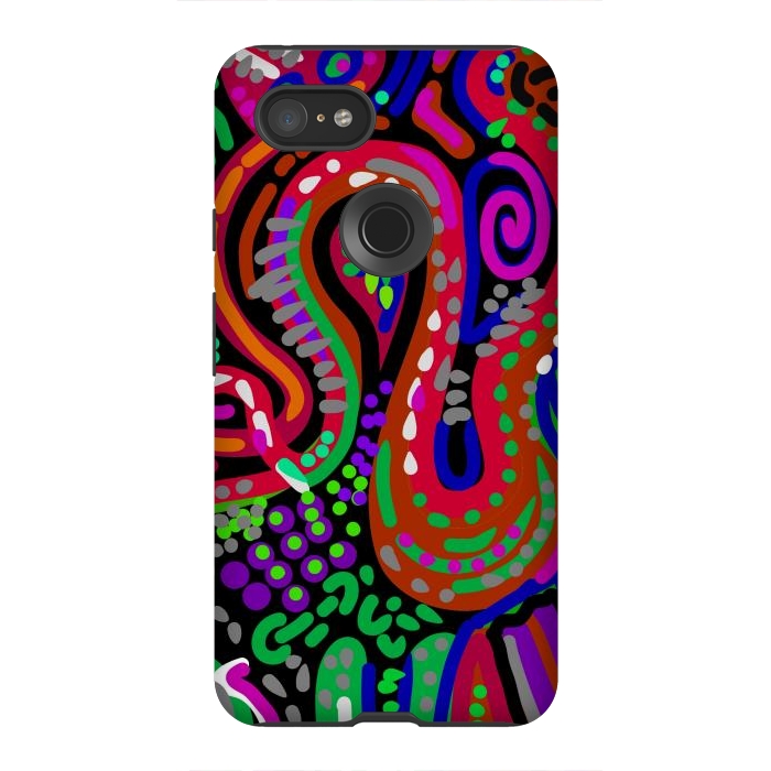 Pixel 3XL StrongFit Red abstract geometric art by Josie