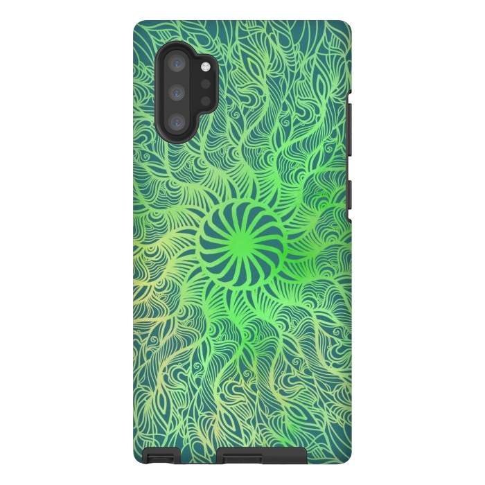 Galaxy Note 10 plus StrongFit Green dancing mandala  by Josie