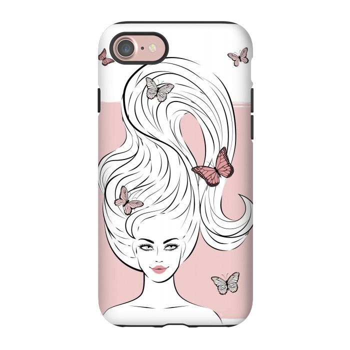 iPhone 7 StrongFit Butterfly Hair Girl by Martina