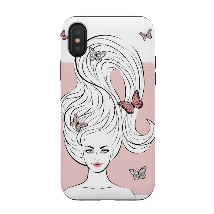 iPhone Xs / X StrongFit Butterfly Hair Girl by Martina