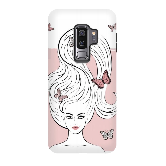 Galaxy S9 plus StrongFit Butterfly Hair Girl by Martina