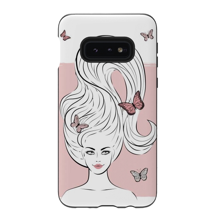 Galaxy S10e StrongFit Butterfly Hair Girl by Martina