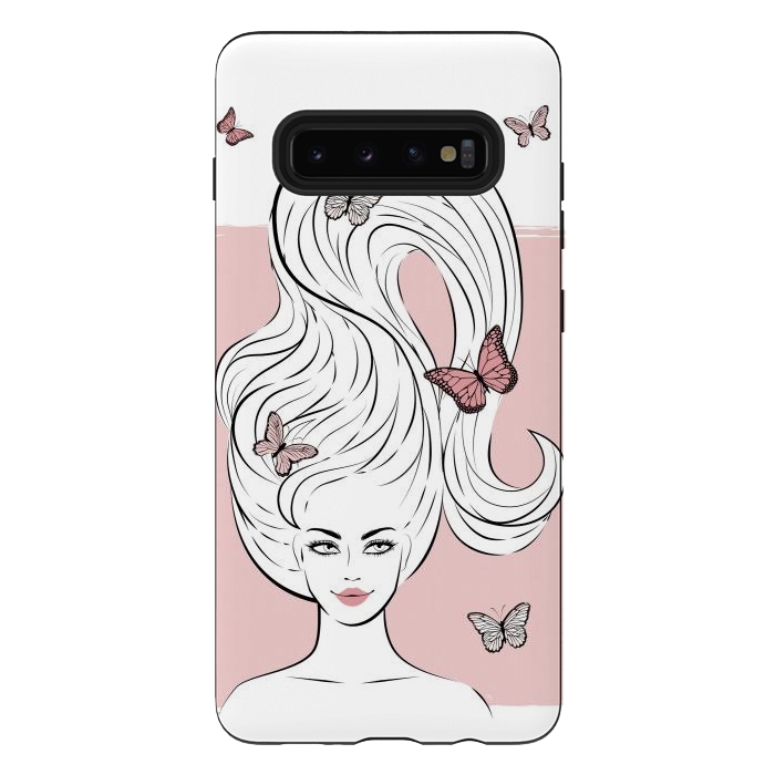 Galaxy S10 plus StrongFit Butterfly Hair Girl by Martina