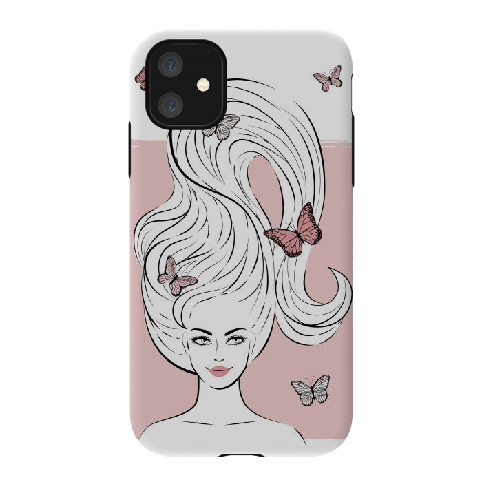 iPhone 11 StrongFit Butterfly Hair Girl by Martina