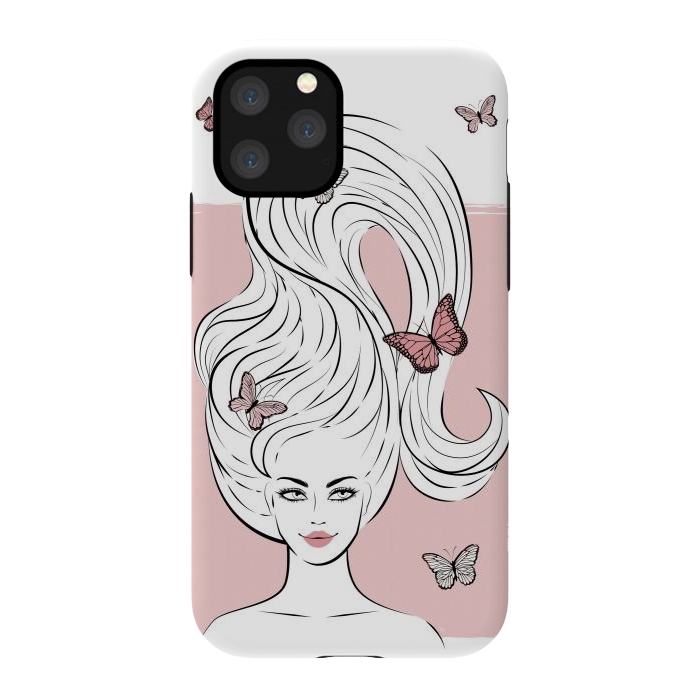 iPhone 11 Pro StrongFit Butterfly Hair Girl by Martina