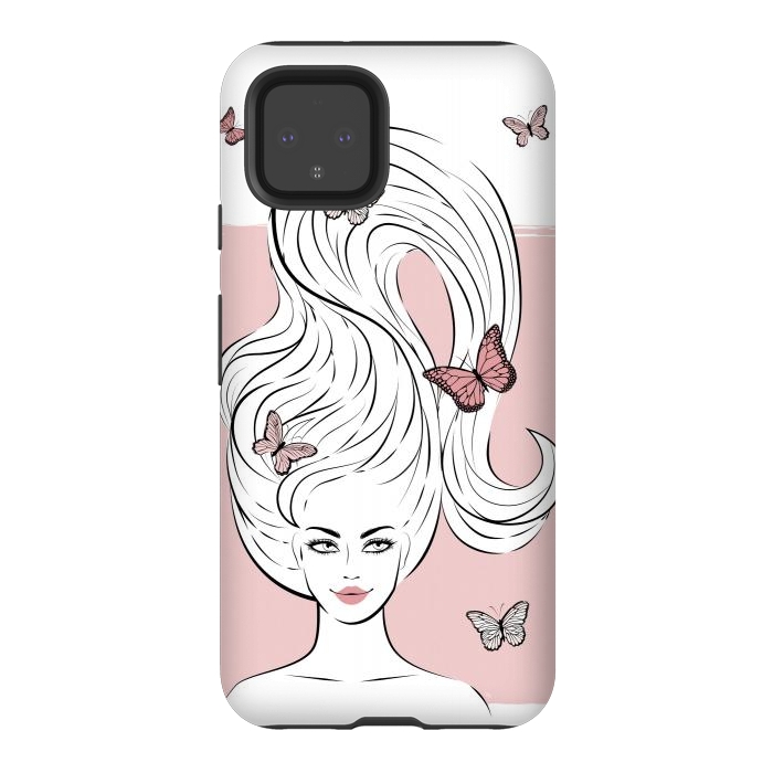 Pixel 4 StrongFit Butterfly Hair Girl by Martina