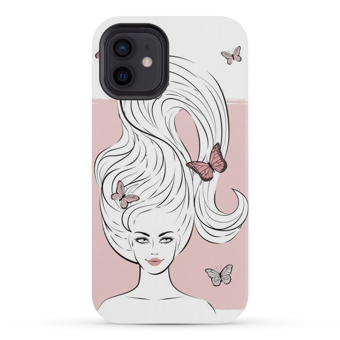 iPhone 12 mini StrongFit Butterfly Hair Girl by Martina
