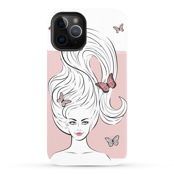 iPhone 12 Pro StrongFit Butterfly Hair Girl by Martina