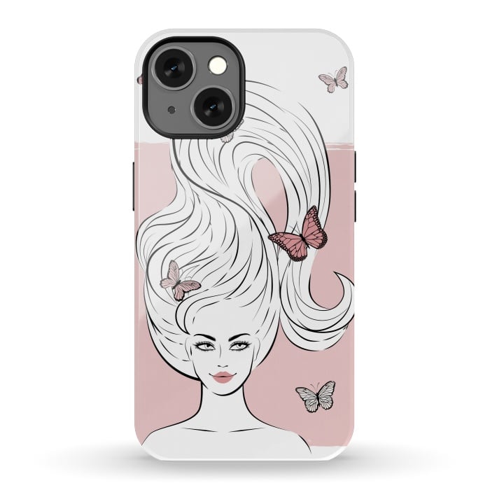iPhone 13 StrongFit Butterfly Hair Girl by Martina