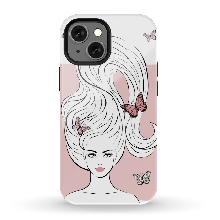 iPhone 13 mini StrongFit Butterfly Hair Girl by Martina