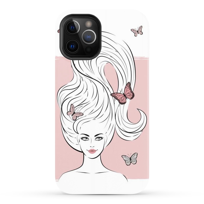 iPhone 12 Pro Max StrongFit Butterfly Hair Girl by Martina