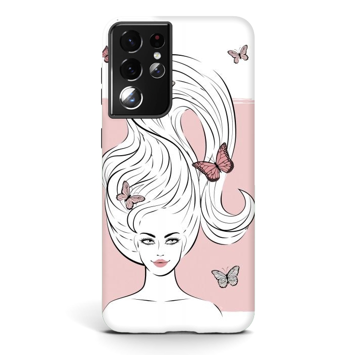 Galaxy S21 ultra StrongFit Butterfly Hair Girl by Martina