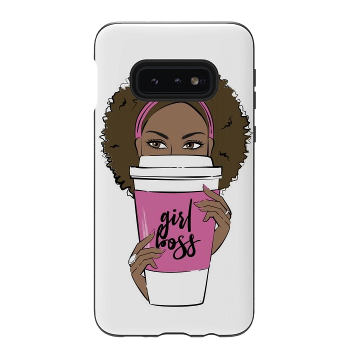 Galaxy S10e StrongFit Dark skin Girl Boss by Martina