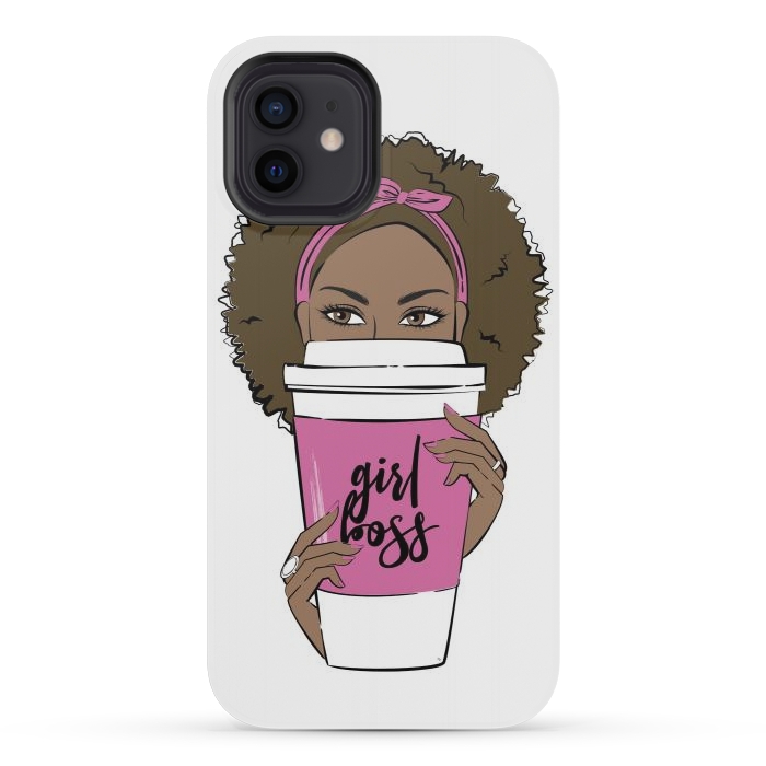 iPhone 12 mini StrongFit Dark skin Girl Boss by Martina