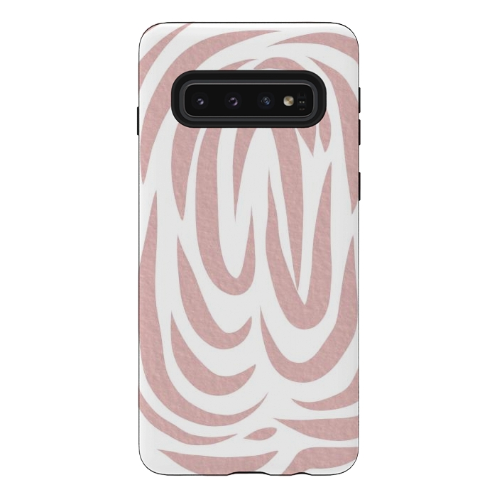 Galaxy S10 StrongFit Brown Watercolor stripes by Josie
