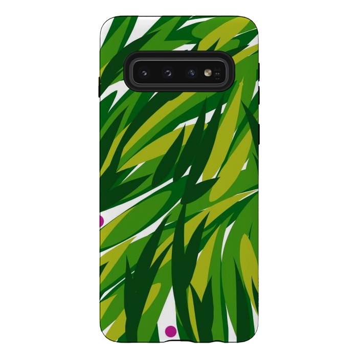 Galaxy S10 StrongFit Green Palms by Josie