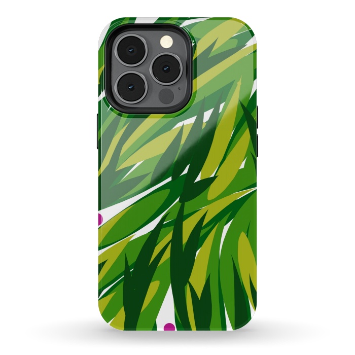 iPhone 13 pro StrongFit Green Palms by Josie