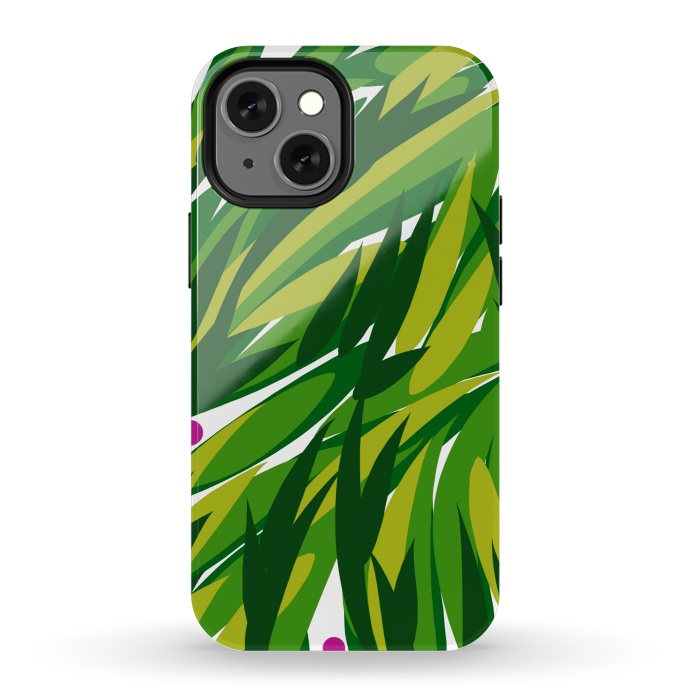 iPhone 13 mini StrongFit Green Palms by Josie