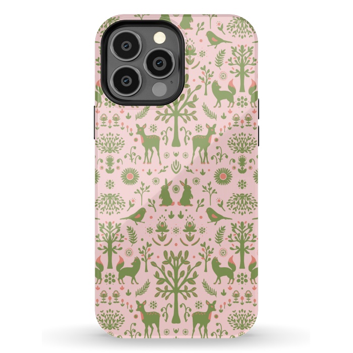 iPhone 13 Pro Max StrongFit Folk Art Forest Day by ECMazur 