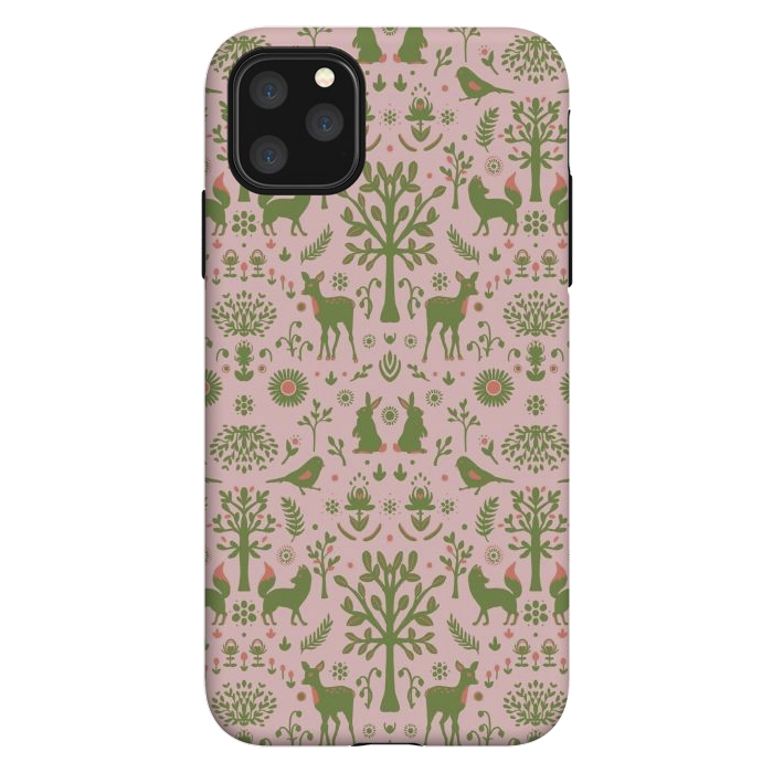 iPhone 11 Pro Max StrongFit Folk Art Forest Day by ECMazur 